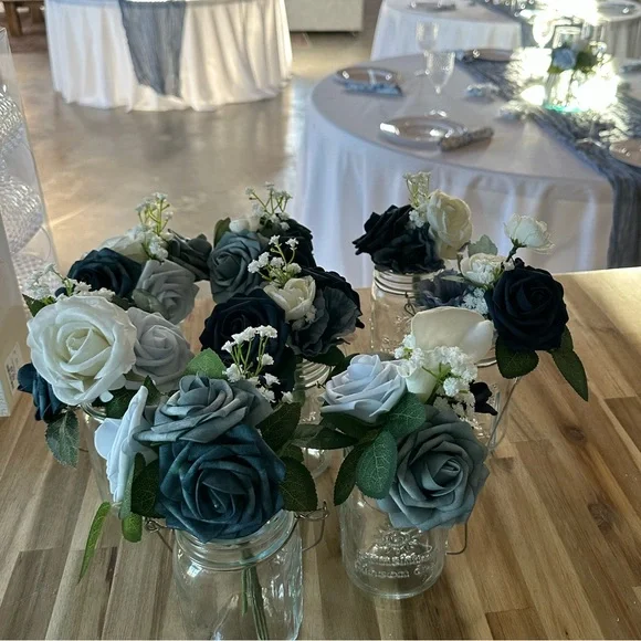 Blue and White Artificial flowers
